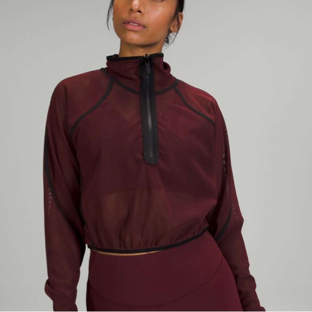Lululemon Reversible Mesh 1/4 zip Jacket Black Merlot Red